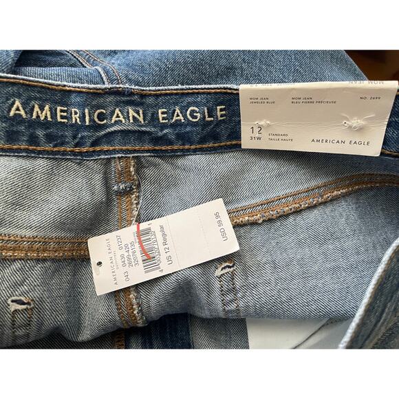 American Eagle Outfitters Womens Frayed Hem Mom Jeans Size 12/ 31W NEW - Picture 10 of 14